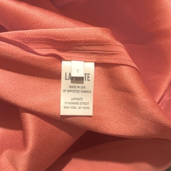 LAPOINTE Long Sleeve Funnel Neck Crepe Dress in Coral Size 2 - Picture 5 of 6